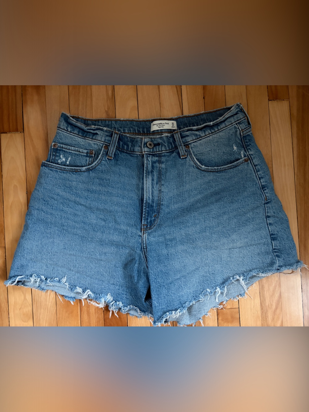 Abercrombie & Fitch Light Blue Frayed Denim Shorts